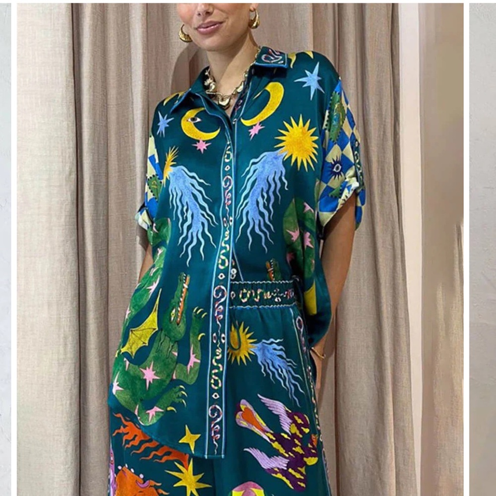 Printed Button Blouse